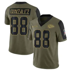 Kansas City Chiefs Men's Limited Olive 2021 Salute To Service Jersey (88 Tony Gonzalez)