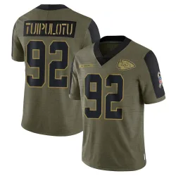 Kansas City Chiefs Men's Limited Olive 2021 Salute To Service Jersey (92 Marlon Tuipulotu)