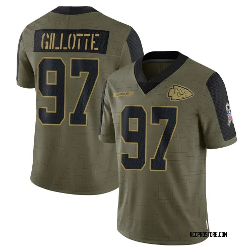 Kansas City Chiefs Men's Limited Olive 2021 Salute To Service Jersey (97 Ashton Gillotte)