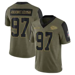 Kansas City Chiefs Men's Limited Olive 2021 Salute To Service Jersey (97 Felix Anudike-Uzomah)