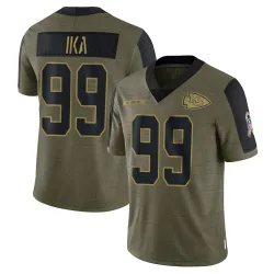 Kansas City Chiefs Men's Limited Olive 2021 Salute To Service Jersey (99 Siaki Ika)