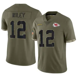 Kansas City Chiefs Men's Limited Olive 2022 Salute To Service Jersey (12 Jared Wiley)