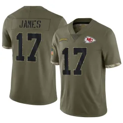 Kansas City Chiefs Men's Limited Olive 2022 Salute To Service Jersey (17 Richie James)