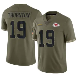 Kansas City Chiefs Men's Limited Olive 2022 Salute To Service Jersey (19 Tyquan Thornton)