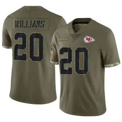 Kansas City Chiefs Men's Limited Olive 2022 Salute To Service Jersey (20 Nohl Williams)