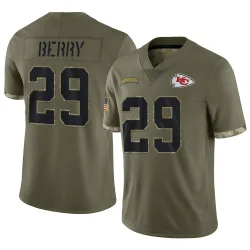 Kansas City Chiefs Men's Limited Olive 2022 Salute To Service Jersey (29 Eric Berry)