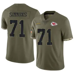 Kansas City Chiefs Men's Limited Olive 2022 Salute To Service Jersey (71 Josh Simmons)