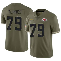 Kansas City Chiefs Men's Limited Olive 2022 Salute To Service Jersey (79 Nick Torres)