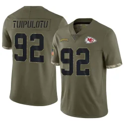 Kansas City Chiefs Men's Limited Olive 2022 Salute To Service Jersey (92 Marlon Tuipulotu)