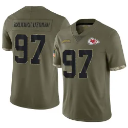 Kansas City Chiefs Men's Limited Olive 2022 Salute To Service Jersey (97 Felix Anudike-Uzomah)