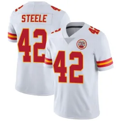 Kansas City Chiefs Men's Limited White Vapor Untouchable Jersey (42 Carson Steele)