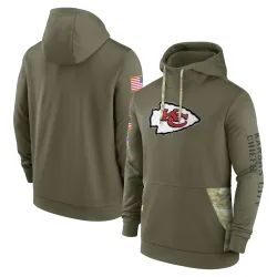 Kansas City Chiefs Men's Olive 2022 Salute to Service Therma Performance Pullover Hoodie