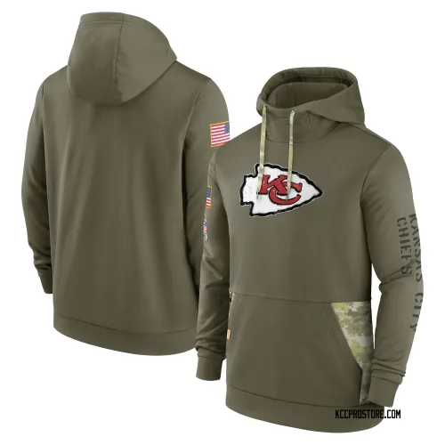 Kansas City Chiefs Men's Olive 2022 Salute to Service Therma Performance Pullover Hoodie