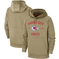 Kansas City Chiefs Men's Tan 2019 Salute to Service Sideline Therma Pullover Hoodie