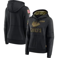 Kansas City Chiefs Women's Black 2020 Salute to Service Performance Pullover Hoodie