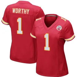 Kansas City Chiefs Women's Game Red Team Color Jersey (1 Xavier Worthy)