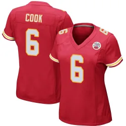 Kansas City Chiefs Women's Game Red Team Color Jersey (6 Bryan Cook)