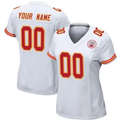 Kansas City Chiefs Women's Game White Jersey (00 Custom)