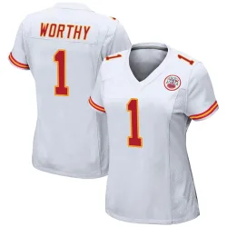 Kansas City Chiefs Women's Game White Jersey (1 Xavier Worthy)