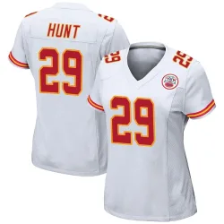 Kansas City Chiefs Women's Game White Jersey (29 Kareem Hunt)