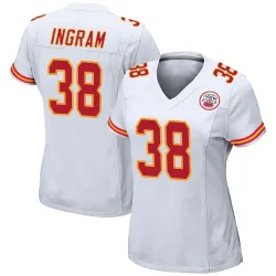 Kansas City Chiefs Women's Game White Jersey (38 Keaontay Ingram)