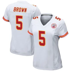 Kansas City Chiefs Women's Game White Jersey (5 Hollywood Brown)