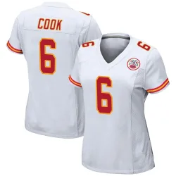 Kansas City Chiefs Women's Game White Jersey (6 Kenny Cook)