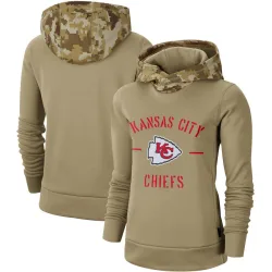 Kansas City Chiefs Women's Khaki 2019 Salute to Service Therma Pullover Hoodie