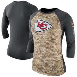 Kansas City Chiefs Women's Legend Camo /Charcoal Salute to Service 2017 Three-Quarter Raglan Sleeve T-Shirt