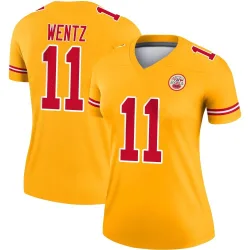 Kansas City Chiefs Women's Legend Gold Inverted Jersey (11 Carson Wentz)
