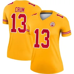 Kansas City Chiefs Women's Legend Gold Inverted Jersey (13 Dustin Crum)