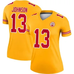Kansas City Chiefs Women's Legend Gold Inverted Jersey (13 Nazeeh Johnson)