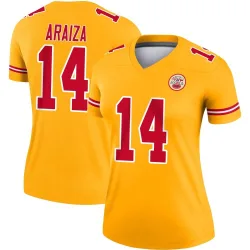 Kansas City Chiefs Women's Legend Gold Inverted Jersey (14 Matt Araiza)