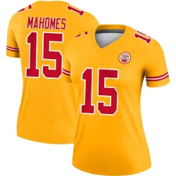 Kansas City Chiefs Women's Legend Gold Inverted Jersey (15 Patrick Mahomes)