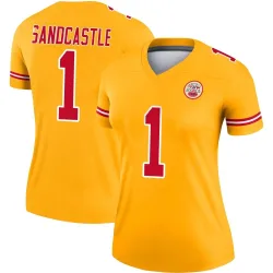 Kansas City Chiefs Women's Legend Gold Inverted Jersey (1 Leon Sandcastle)