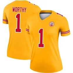 Kansas City Chiefs Women's Legend Gold Inverted Jersey (1 Xavier Worthy)