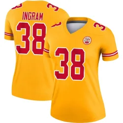 Kansas City Chiefs Women's Legend Gold Inverted Jersey (38 Keaontay Ingram)