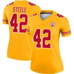 Kansas City Chiefs Women's Legend Gold Inverted Jersey (42 Carson Steele)