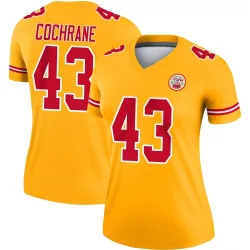 Kansas City Chiefs Women's Legend Gold Inverted Jersey (43 Jack Cochrane)