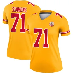 Kansas City Chiefs Women's Legend Gold Inverted Jersey (71 Josh Simmons)