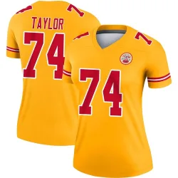 Kansas City Chiefs Women's Legend Gold Inverted Jersey (74 Jawaan Taylor)