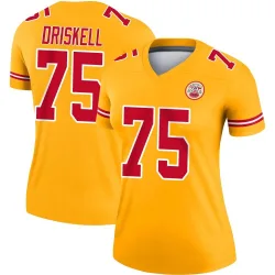 Kansas City Chiefs Women's Legend Gold Inverted Jersey (75 Ethan Driskell)