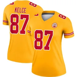 Kansas City Chiefs Women's Legend Gold Inverted Jersey (87 Travis Kelce)