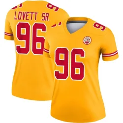 Kansas City Chiefs Women's Legend Gold Inverted Jersey (96 Fabien Lovett Sr.)