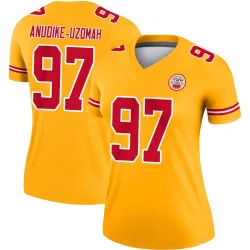 Kansas City Chiefs Women's Legend Gold Inverted Jersey (97 Felix Anudike-Uzomah)