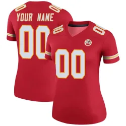 Kansas City Chiefs Women's Legend Red Color Rush Jersey (00 Custom)