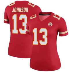Kansas City Chiefs Women's Legend Red Color Rush Jersey (13 Nazeeh Johnson)