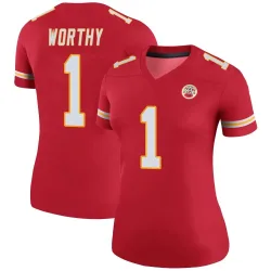 Kansas City Chiefs Women's Legend Red Color Rush Jersey (1 Xavier Worthy)