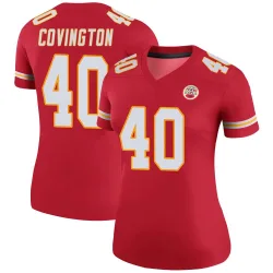 Kansas City Chiefs Women's Legend Red Color Rush Jersey (40 Jacobe Covington)