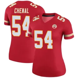 Kansas City Chiefs Women's Legend Red Color Rush Jersey (54 Leo Chenal)